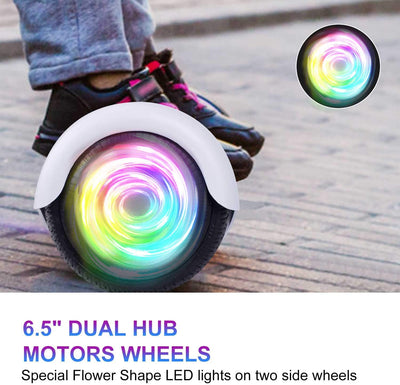 Hoverboard, UL2272 Certified, with Bluetooth and Colorful Lights Self Balancing Scooter - White