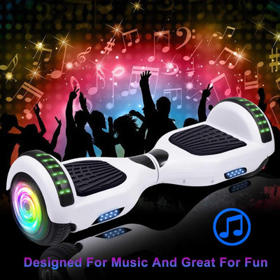 Hoverboard, UL2272 Certified, with Bluetooth and Colorful Lights Self Balancing Scooter - White