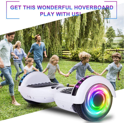 Hoverboard, UL2272 Certified, with Bluetooth and Colorful Lights Self Balancing Scooter - White