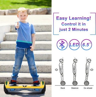 Hoverboard, UL2272 Certified, with Bluetooth and Colorful Lights Self Balancing Scooter ( Yellow+Grey)