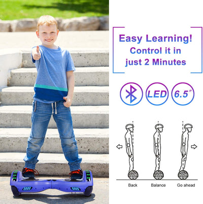 Hoverboard, UL2272 Certified, with Bluetooth and Colorful Lights Self Balancing Scooter - Blue