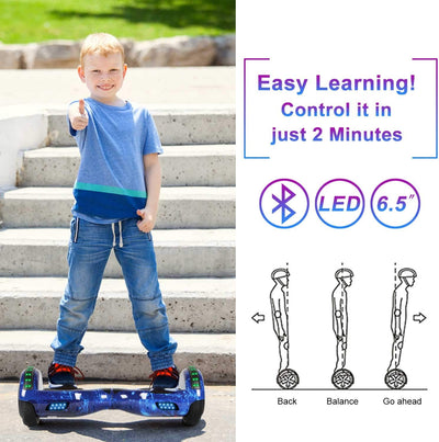 Hoverboard, UL2272 Certified, with Bluetooth and Colorful Lights Self Balancing Scooter - Galaxy blue