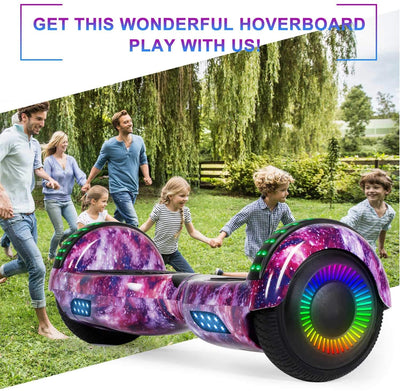 Hoverboard, UL2272 Certified, with Bluetooth and Colorful Lights Self Balancing Scooter - Galaxy purple