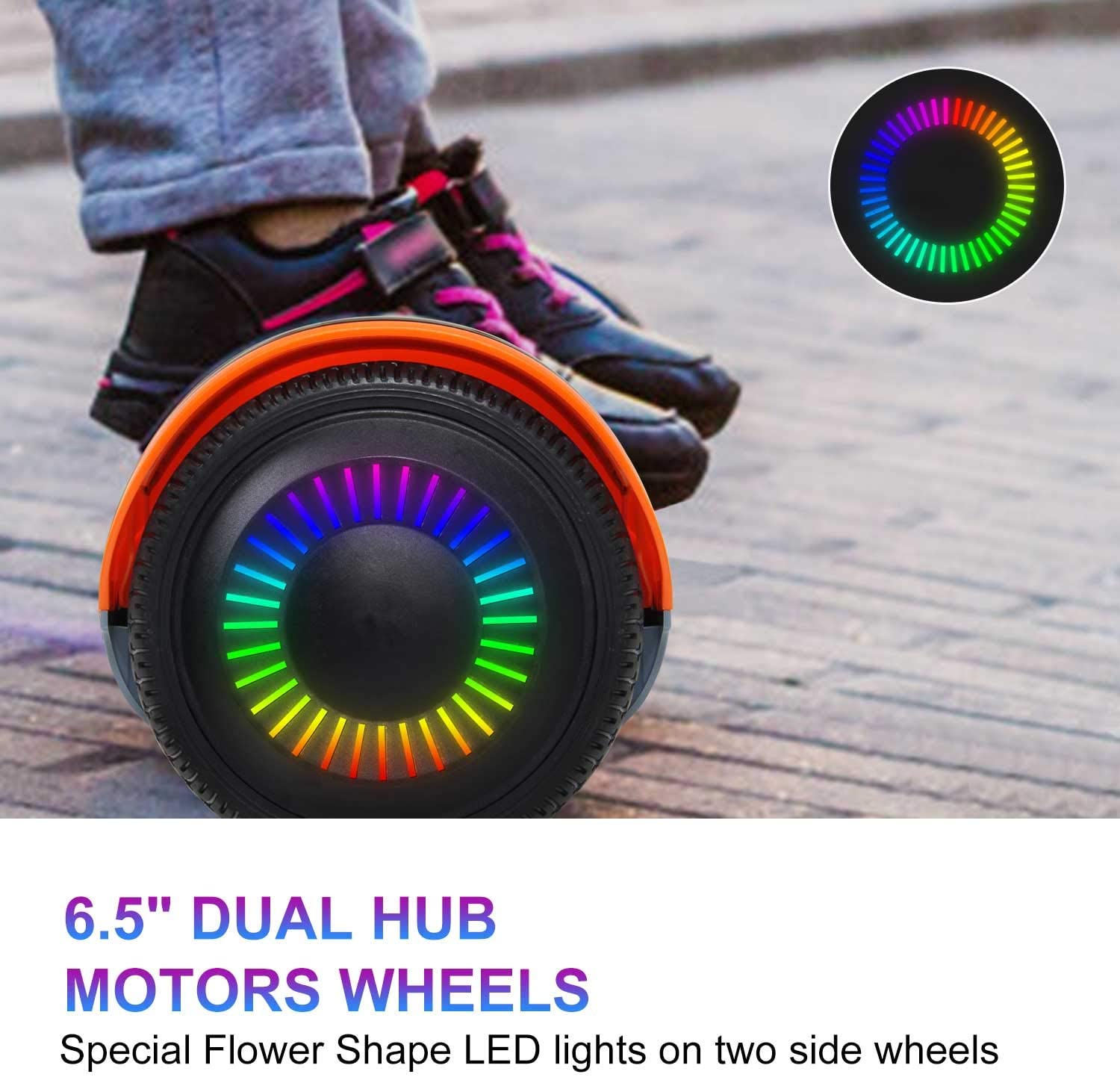 Hoverboard UL2272 Certified with Bluetooth and Colorful Lights Self Balancing Scooter Orange Grey