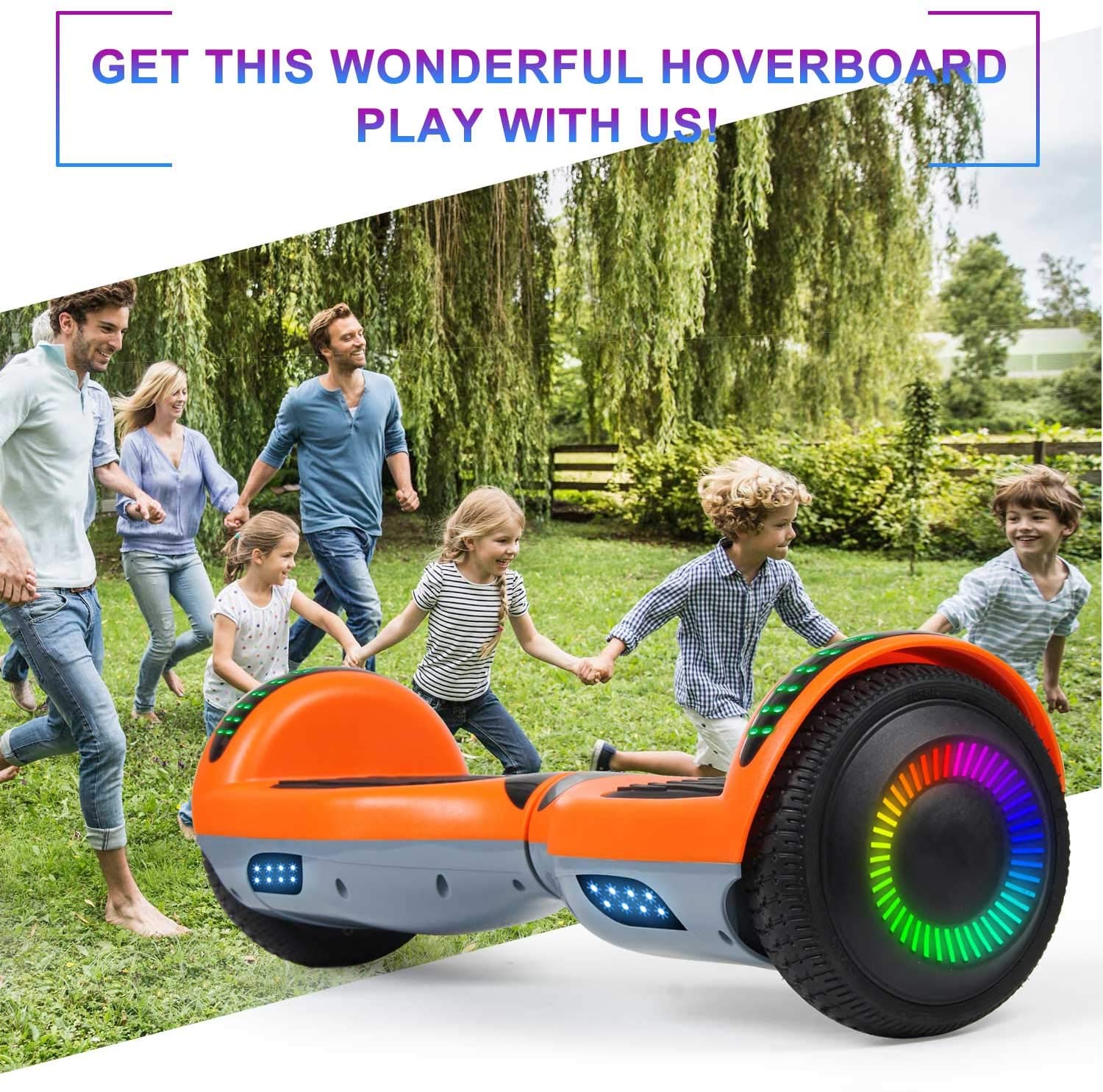 Hoverboard UL2272 Certified with Bluetooth and Colorful Lights Self Balancing Scooter Orange Grey