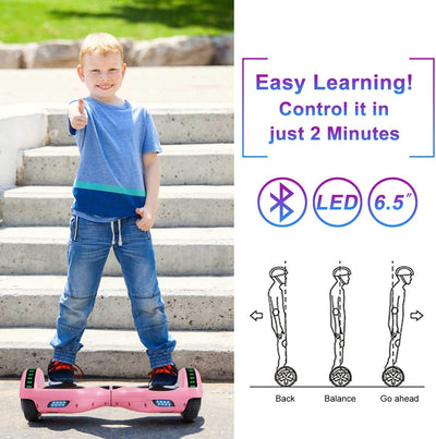 Hoverboard, UL2272 Certified, with Bluetooth and Colorful Lights Self Balancing Scooter - Pink