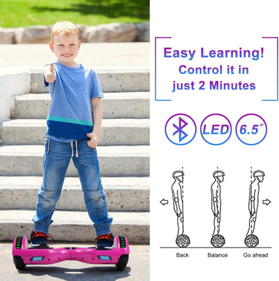 Hoverboard, UL2272 Certified, with Bluetooth and Colorful Lights Self Balancing Scooter - Purple