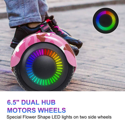 Hoverboard, UL2272 Certified, with Bluetooth and Colorful Lights Self Balancing Scooter -  Rose Camo