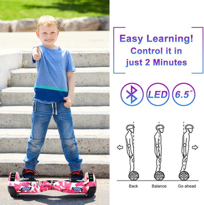 Hoverboard, UL2272 Certified, with Bluetooth and Colorful Lights Self Balancing Scooter -  Rose Camo