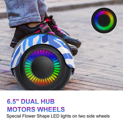 Hoverboard, UL2272 Certified, with Bluetooth and Colorful Lights Self Balancing Scooter - Sky Camo