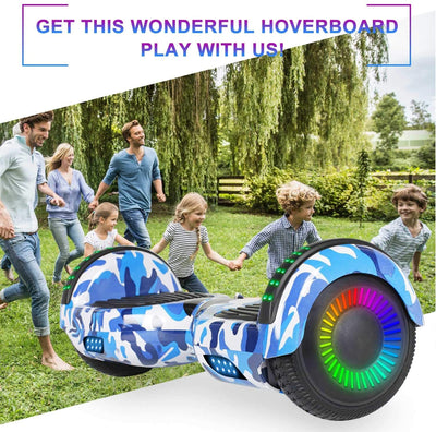 Hoverboard, UL2272 Certified, with Bluetooth and Colorful Lights Self Balancing Scooter - Sky Camo